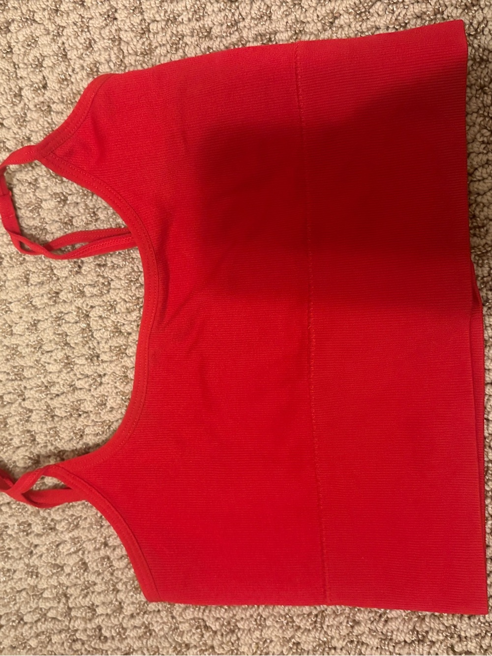 Garage Red Ribbed Crop Tank - Double Strap Sleeveless Top